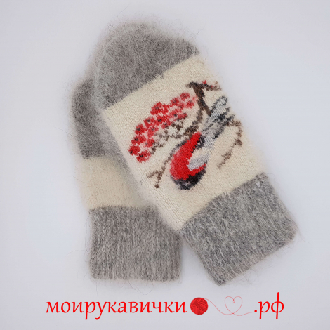 Пуховые варежки Снегирь в метели