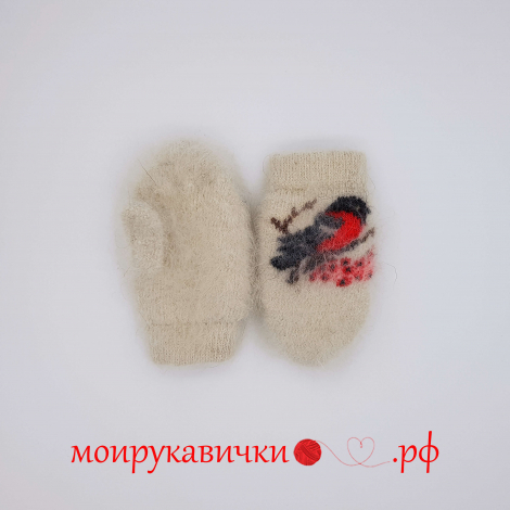 Пуховые варежки Малышка Снегирь 1-2 года