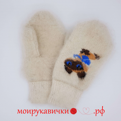 Пуховые варежки Котенок Гав