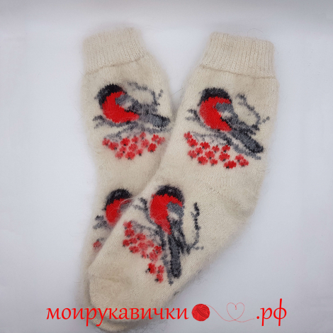 Пуховые носки Снегирь на ветке