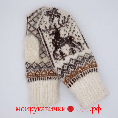 Пуховые варежки Зима, здравствуй