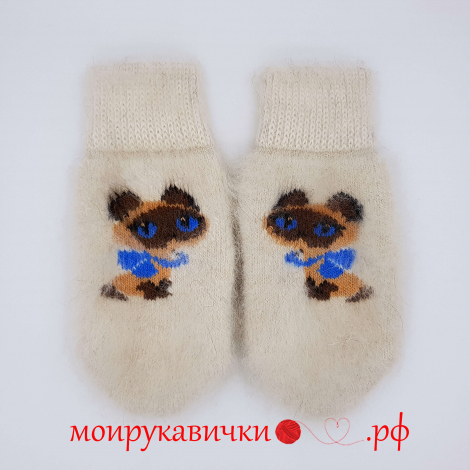 Пуховые варежки Котенок Гав