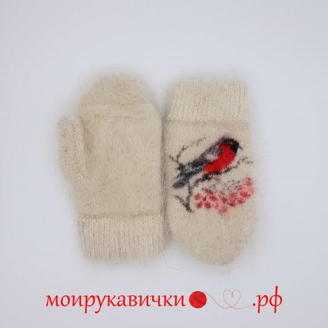 Пуховые варежки Яркие огоньки 3-7 лет