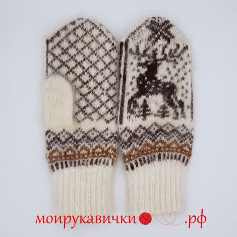 Пуховые варежки Зима, здравствуй