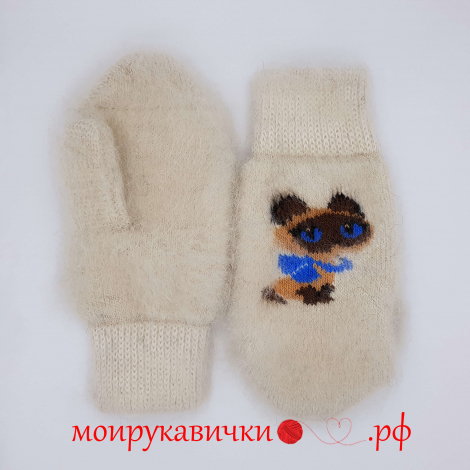 Пуховые варежки Котенок Гав