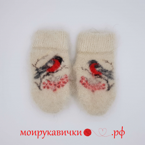 Пуховые варежки Яркие огоньки 3-7 лет