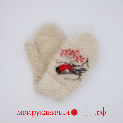 Пуховые варежки Яркие огоньки 3-7 лет