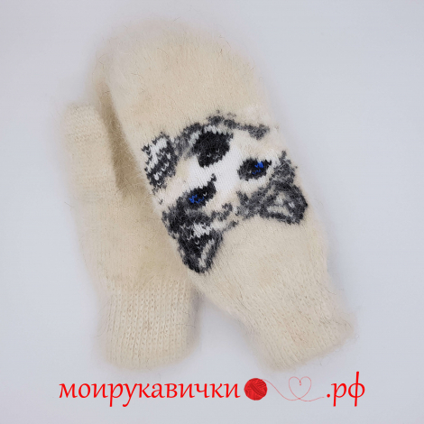 Пуховые варежки Снежная лайка