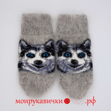 Пуховые варежки Сибирская лайка