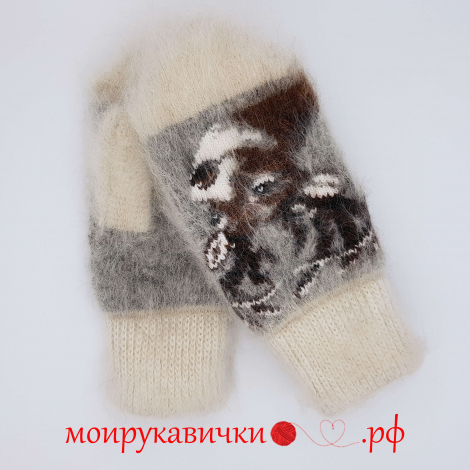 Пуховые варежки Северный олень