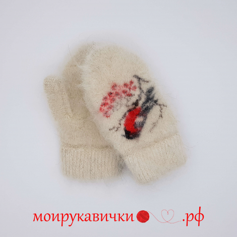 Пуховые варежки Яркие огоньки 3-7 лет