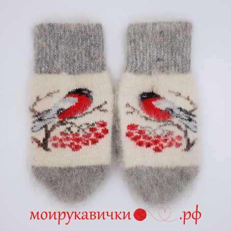 Пуховые варежки Снегирь в метели
