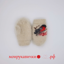 Пуховые варежки Малышка Снегирь 1-2 года