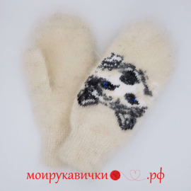 Пуховые варежки Снежная лайка