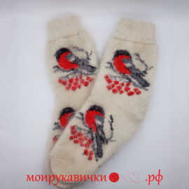 Пуховые носки Снегирь на ветке