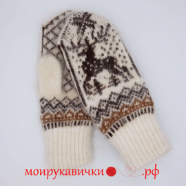Пуховые варежки Зима, здравствуй