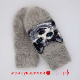 Пуховые варежки Сибирская лайка