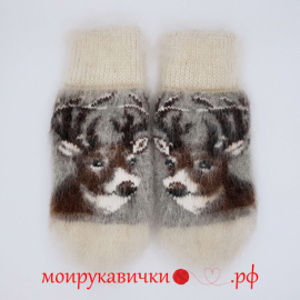 Пуховые варежки Северный олень