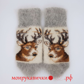 Пуховые варежки Красавчик-олень