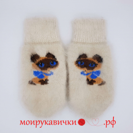 Пуховые варежки Котенок Гав