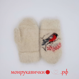 Пуховые варежки Яркие огоньки 3-7 лет