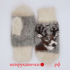 Пуховые варежки Северный олень