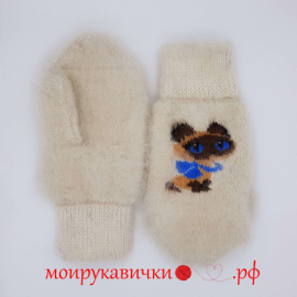 Пуховые варежки Котенок Гав