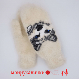 Пуховые варежки Снежная лайка