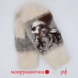 Пуховые варежки Северный олень