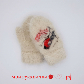 Пуховые варежки Яркие огоньки 3-7 лет