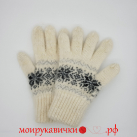 Пуховые перчатки Белые с узором