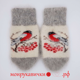 Пуховые варежки Снегирь в метели
